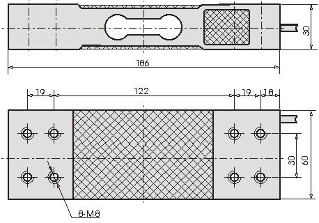 平行梁式称重传感器CAZF-W186外形尺寸图