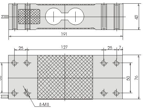 平行梁式称重传感器CAZF-W191外形尺寸图