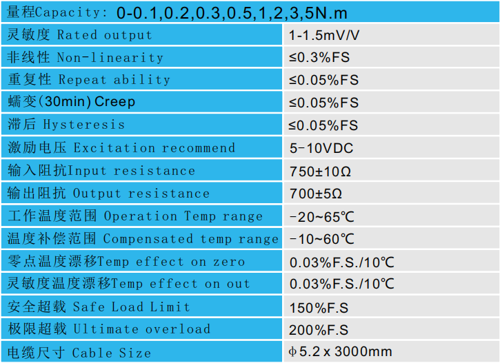 动态扭矩传感器CAZF-TD95技术参数图