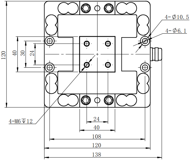 CAZF-3D120三维力传感器外形尺寸图1